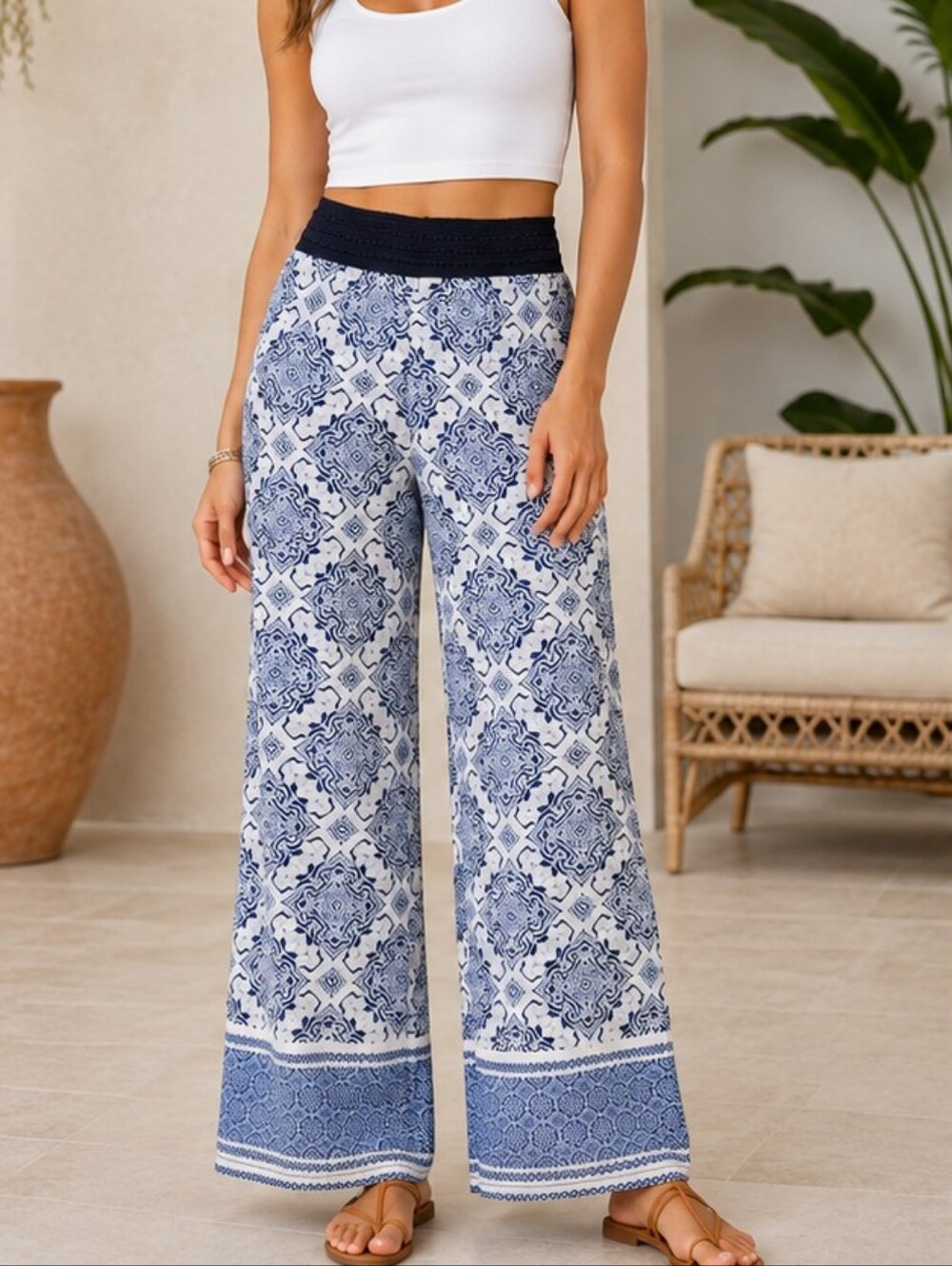 Robert Louis Women's Printed Wide-Leg Pants – Size Small